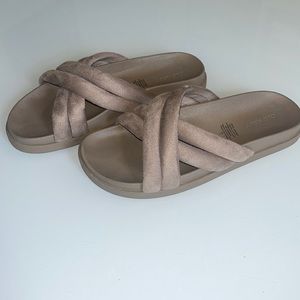 OLD NAVY Faux-Suede Cross-Strap Slide Sandals